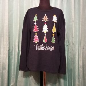 Holiday Time Kids Long Sleeve Tee with Festive Trees